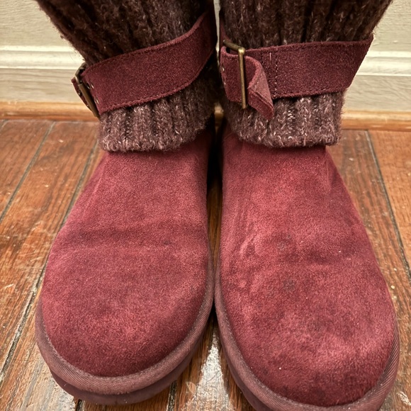 UGG Shoes - UGG Purple Suede Boots with Knit Cuffs Size 10